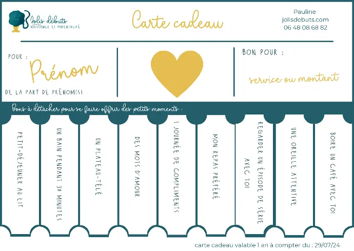 carte cadeau de naissance